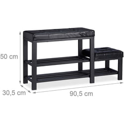 Helloshop26 - Banc d'entrée meuble chaussure banquette tabouret 90,5 cm noir