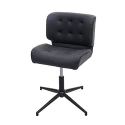 Fauteuil chaise de bureau salle a mager pivotante hauteur reglable synthetique gris fonce pied metal noir 04_0001862
