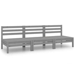 Salon de jardin meuble d exterieur ensemble de mobilier 3 pieces gris bois de pin massif