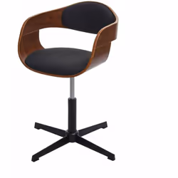 Chaise de salle à manger cuisine bureau réglable en hauteur bois courbé aspect noyer, tissu gris foncé Rotatif à 360° Forme c ...