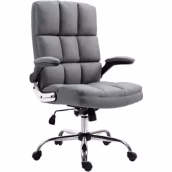 Chaise de bureau pivotante réglable en hauteur en tissu gris clair Siège et dossier de forme ergonomique Rembourrage très épa ...