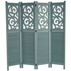 Paravent 4 panneaux en bois vert 170x160cm PAR04034