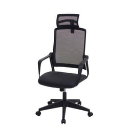 Chaise de bureau pivotante appui-tête ergonomique synthetique et tissu mesh noir