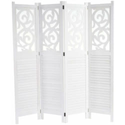 Décoshop26 - Paravent 4 panneaux en bois blanc 170x160cm PAR04035