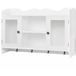 Helloshop26 - tagère armoire meuble design vitrine murale avec étagère de livre / dvd / verre en mdf blanc