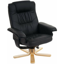 Fauteuil relax en synthétique noir pied en bois siège pivotant FAL04028