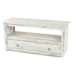 Meuble TV - Vintage - Bois blanc - 1 tiroir - 1 compartiment - 110 cm x 39 cm x 535 cm
