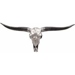 Décoshop26 - Trophée de tête de taureau longhorn crâne décoratif 132cm argenté trophée intérieur extérieur décoration murale 040002846