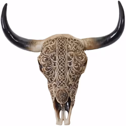 Tête de mort déco 31cm trophée tête de taureau longhorn en polyrésine avec tribal, intérieur/extérieur Vous cherchez une déco ...