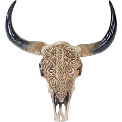 Décoshop26 - Trophée de tête de taureau longhorn crâne décoratif 65cm trophée intérieur extérieur décoration murale 040002851