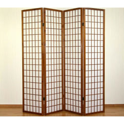 Décoshop26 - Paravent 4 panneaux en bois marron et papier riz 175x176cm PAR06043