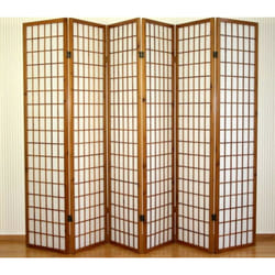 Décoshop26 - Paravent 6 panneaux en bois marron et papier riz 175x264cm PAR06047