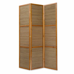 Décoshop26 - Paravent 3 panneaux marron en bois et bambou 132x200 cm PAR06049