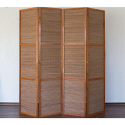 Décoshop26 - Paravent 4 panneaux marron en bois et bambou 172x200 cm PAR06050