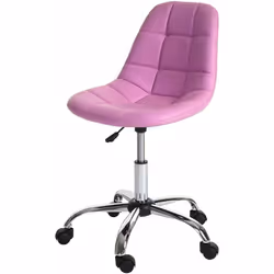 Chaise de bureau pivotante tabouret de travail en synthétique rose Rotation libre à 360° Réglable en hauteur en continu Resso ...
