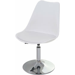 Chaise pivotante de cuisine salle à manger réglable en hauteur synthétique blanc pied chromé 040002037