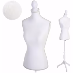 Buste de couture féminin hauteur réglable Tête et pied: bois Recouvert de tissu noir (polyester) Torse: mousse Dimensions (en ...