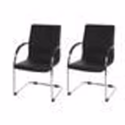 Chaises visiteur - Décoshop26 - Lot de 2 - Accoudoir - PU noir