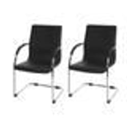 Chaises visiteur - Décoshop26 - Lot de 2 - Accoudoir - PU noir