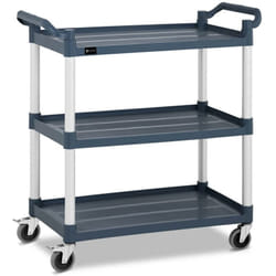 Helloshop26 - Chariot de service cuisine 3 plateaux roulettes - 150 kg gris aluminium et plastique