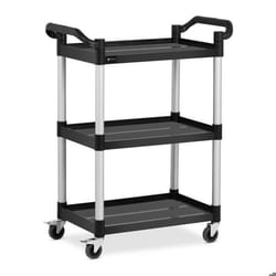 Chariot de service - Noir - 3 plateaux - 90 kg - Roulettes pivotantes - 63 x 40 cm
