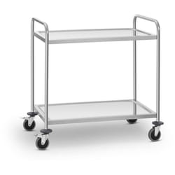 Helloshop26 - Chariot de service en inox - 2 plateaux - 120 kg