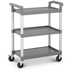 Chariot de service cuisine en plastique roulette - 3 plateaux - 60 kg aluminium et plastique gris