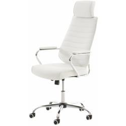 Fauteuil de bureau à roulettes en synthétique blanc hauteur réglable BUR10002