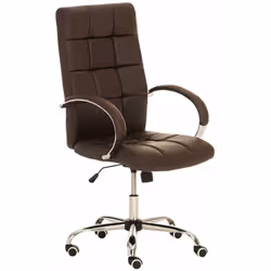 Fauteuil de bureau en cuir artificiel (100% polyuréthane) marron avec 5 roulettes Hauteur réglable Cadre en métal Dimensions: ...