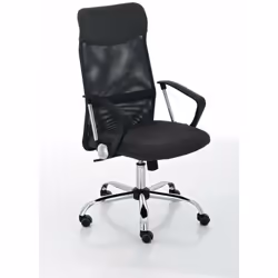Fauteuil de bureau avec 5 roulettes Coussin et dossier en maille et synthétique Structure en métal chromé Hauteur réglable Di ...