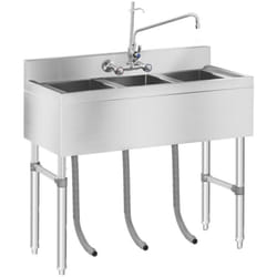 Evier professionnel 3 Bacs 100 x 50 x 97 cm acier inoxydable