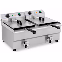 Tension / fréquence 230 V / 50 Hz Puissance 2 x 3 200 W Nombre de cuves 2 Dimensions des paniers 22 x 21 x 12 cm Dimensions d ...