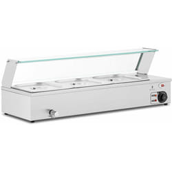Helloshop26 - Bain-marie - 2,000 watts - 3 x gn 1/2 - robinet de vidange - couvercle en verre