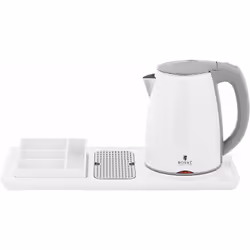 Le plateau de courtoisie avec bouilloire de 1800 W : idéal pour servir rapidement du café, du thé ou du chocolat chaud dans l ...