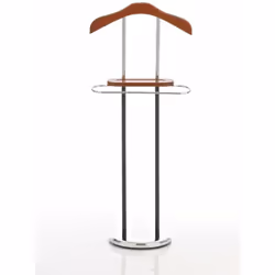 Valet de nuit pratique et polyvalent en métal chromé et bois Couleur: marron Maintient la forme de vos vêtements et favorise  ...