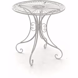Table de jardin en fer forgé. Couleur: blanc vieilli Style rustique Le produit est fabriqué à la main à partir du fer forgé.  ...