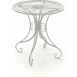 Table de jardin en fer forgé diamètre ø 70 cm blanc vieilli MDJ10052