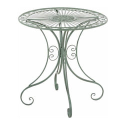 Table de jardin en fer forgé diamètre ø 70 cm vert vieilli MDJ10053