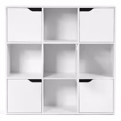 Caractéristiques : Structure moderne Bibliothèque à 3 niveaux 9 cubes de rangement 5 avec porte Fabriqué en aggloméré de prem ...