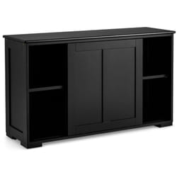 Buffet armoire de cuisine en MDF avec 2 etagères de rangement et 2 portes coulissantes noir