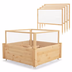 Jardiniere carre potager exterieur en bois de sapin avec clôture de protection et grille de culture pour fleur legume fr