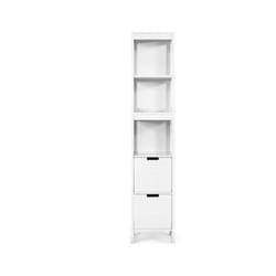 Meuble colonne de salle de bain armoire haute de rangement ouvert avec 2 tiroirs en mdf 305x305x145cm blanc
