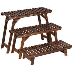 Helloshop26 - tagère pour plantes en bois 3 niveaux echelle escalier porte-plante longueur 70 cm charge 10 kg pour jardin terrasse balcon
