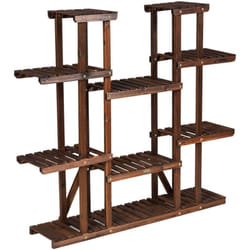 Helloshop26 - tagère pour plantes en bois 9 tablettes pour 18 pots 125 x 25 x 114 cm charge 10kg par niveau terrasse jardin balcon salon