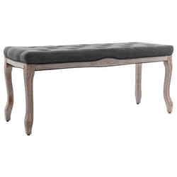 Banc - Non spécifié - Non spécifié - Lin - Bois massif - Gris foncé - 110 x 38 x 48 cm
