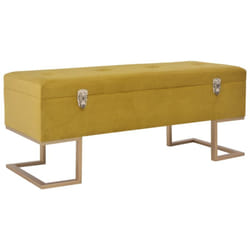 Banc banquette avec compartiment de rangement 105 cm moutarde velours