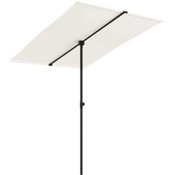 Parasol d'extérieur avec mât en aluminium 2 x 1,5 m blanc sable