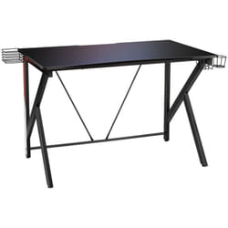 Helloshop26 - Bureau gamer bureau de jeu pour gaming avec stockage vidéo porte-gobelet et crochet 115 x 73 x 76,5 cm noir