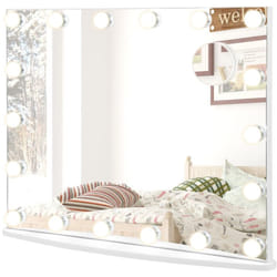 Miroir maquillage hollywood-18 ampoules led tactile grossissement 3x éclairage blanc froid/chaud/neutre