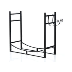Helloshop26 - Range bûche intérieur avec 2 crochets amovible pour bois de chauffage 84 x 33 x 76 cm charge 50 kg cadre en fer